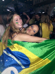 Reunited with my best Brazilian girlfriend for the opening World Cup game, Brazil v. Croatia (June 2014)